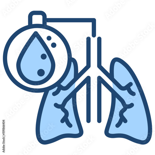 Lung Ventilation Icon Lineal Blue Style