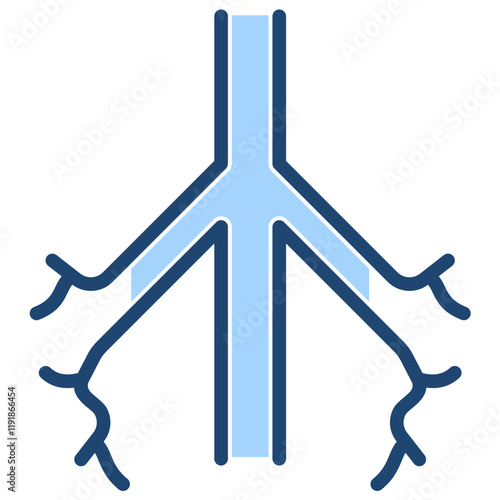 Bronchi Branches Icon Lineal Blue Style