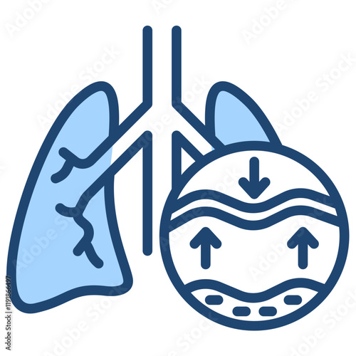 Lung Elasticity Icon Lineal Blue Style