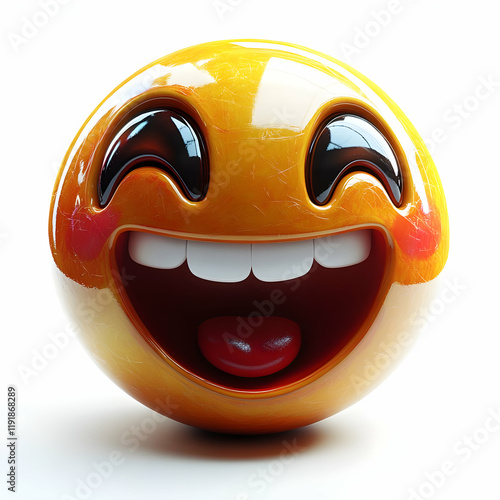 3D Emoticon Illustration: Joyful Laugh photo