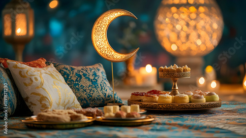 Photo Illustration of Festive Treats and Crescent Moon Decor photo