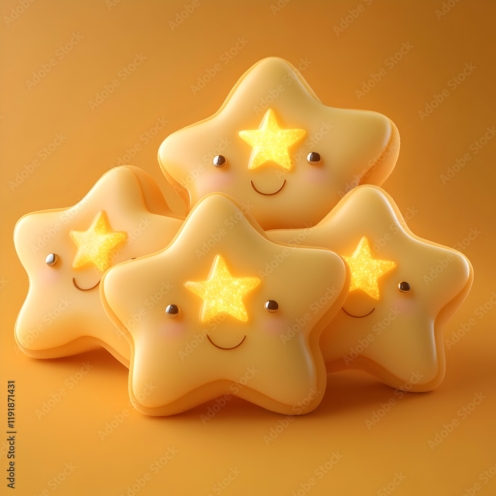 Cute 3D Star Cookies Illustration Cute 3D Star Cookies Illustration