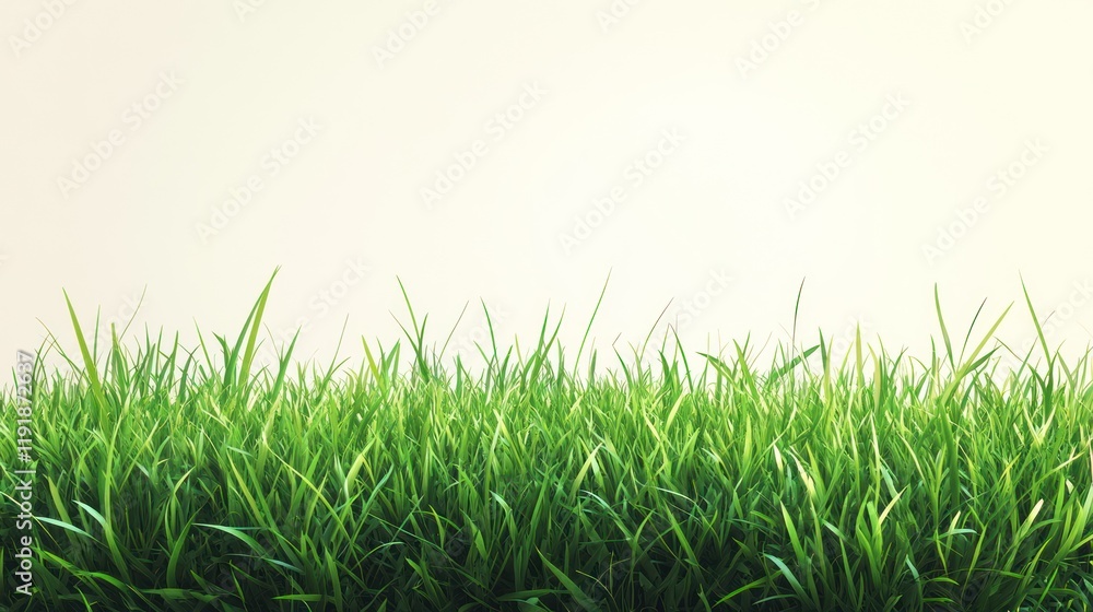 Obraz premium Lush green grass against a white background.