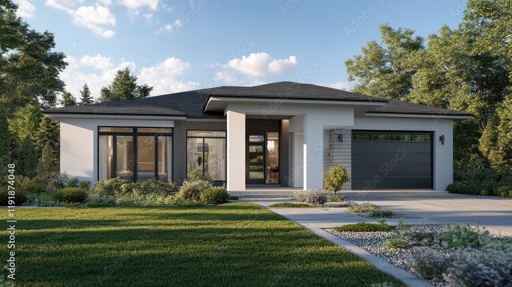 3D rendering of a minimalist home, emphasizing clean lines, open spaces, and modern aesthetics 3D rendering of a minimalist home, emphasizing clean lines, open spaces, and modern aesthetics