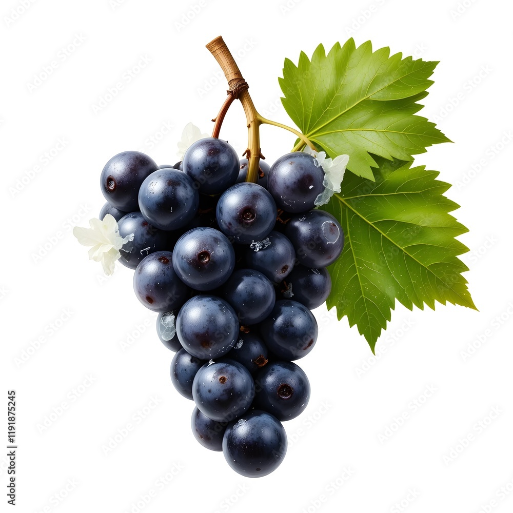 Fototapeta premium black grapes fresh fruit and white background 