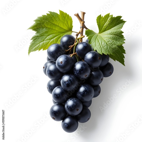 black grapes fresh fruit and white background  