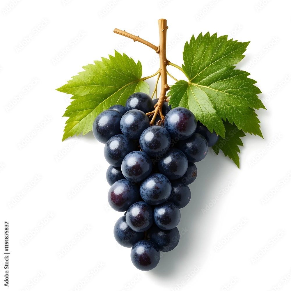 Fototapeta premium black grapes fresh fruit and white background 