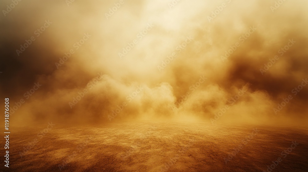 Dusty landscape with hazy, orange-brown sky and ground. Dusty landscape with hazy, orange-brown sky and ground.