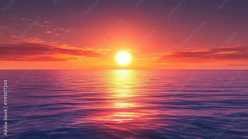 Fototapeta premium Vibrant sunset over calm ocean water. (1)