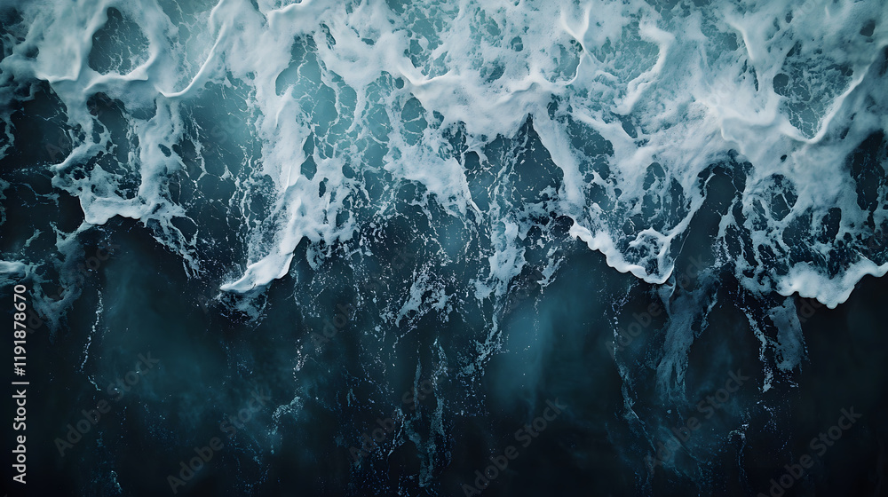 Obraz premium Aerial View of a Pristine Beach with Rolling Waves and Clear Blue Sky