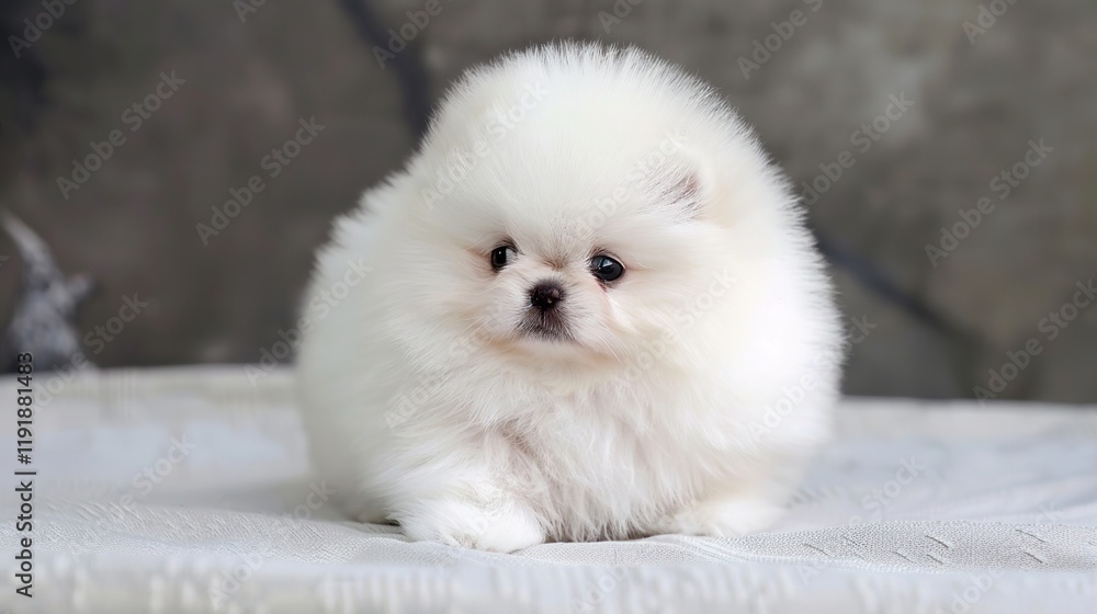 Adorable Pomeranian with fluffy white fur, bright eyes, and a perky tail, looking charming and cute. A lovely small - breed dog. Adorable Pomeranian with fluffy white fur, bright eyes, and a perky tail, looking charming and cute. A lovely small - breed dog.