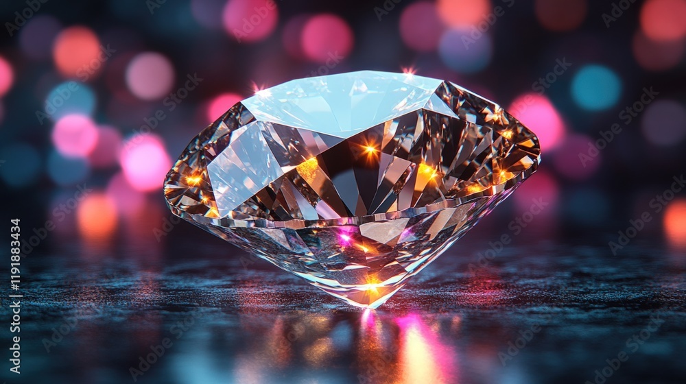 Brilliant diamond glows, bokeh background. Brilliant diamond glows, bokeh background.