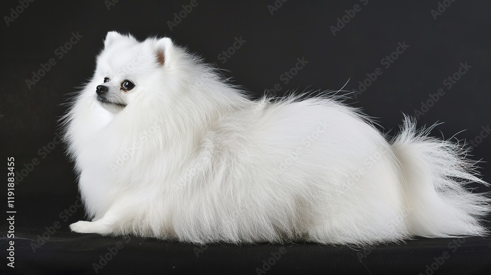 Adorable Pomeranian with fluffy white fur, bright eyes, and a perky tail, looking charming and cute. A lovely small - breed dog. Adorable Pomeranian with fluffy white fur, bright eyes, and a perky tail, looking charming and cute. A lovely small - breed dog.