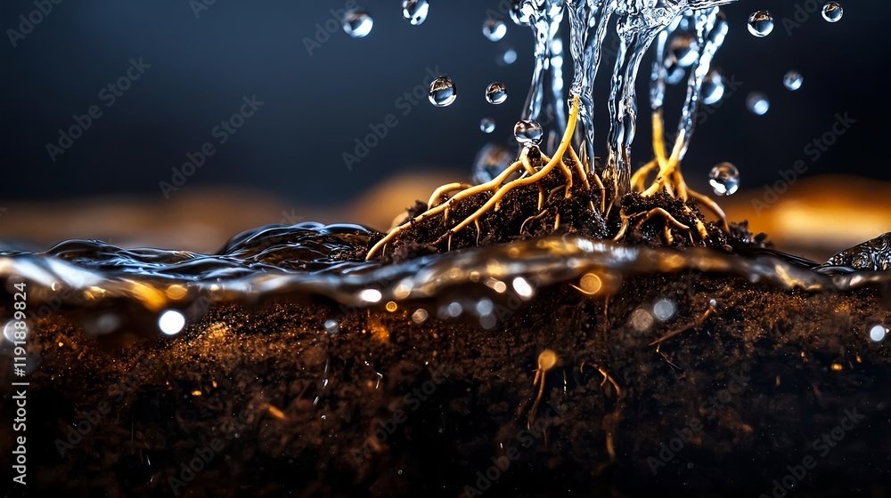 custom made wallpaper toronto digitalwater pouring on plant roots, closeup - macro photography