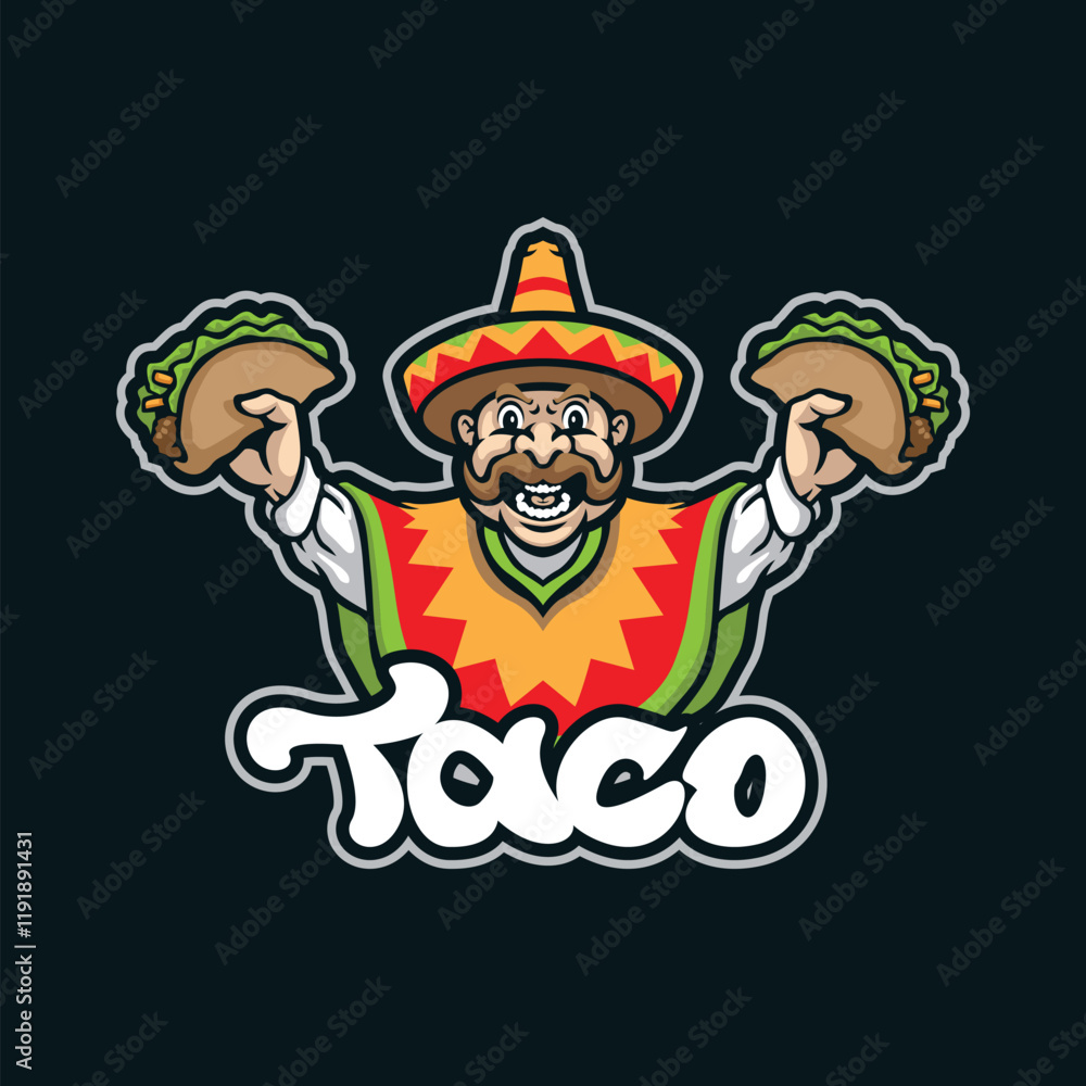 Taco mascot logo design vector with modern illustration concept style for badge, emblem and t shirt printing. Taco mascot logo design vector with modern illustration concept style for badge, emblem and t shirt printing.