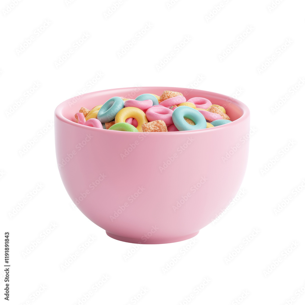 Kawaii Bowl with Colorful Cereal Render Kawaii Bowl with Colorful Cereal Render