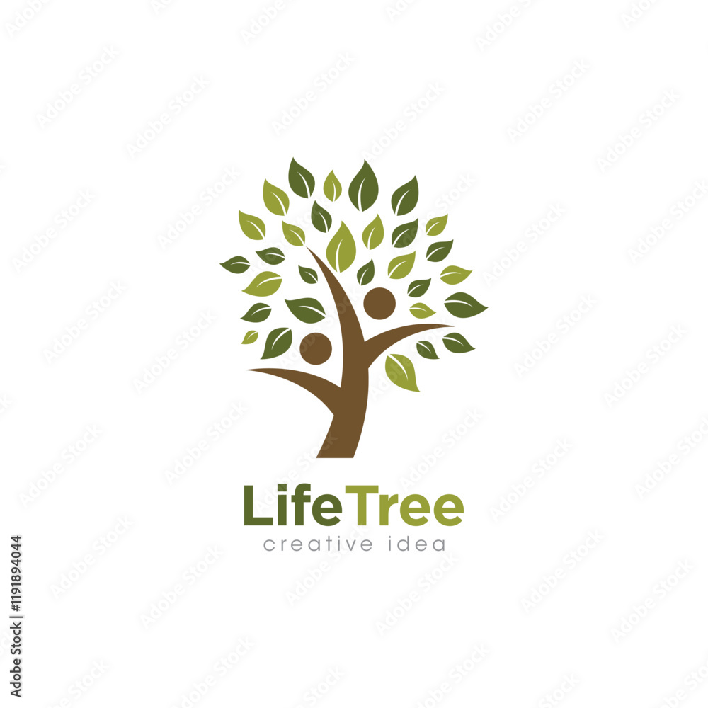 Obraz premium Creative People Tree Concept Logo Design Template