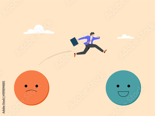 Businessman changes attitudes from negative to positive