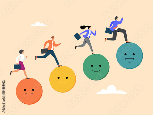 Employee happiness with good well-being or positive attitude towards work