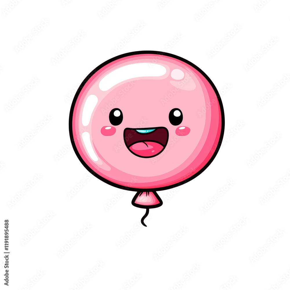 Fototapeta premium Happy Cartoon Balloon with Smile and Speech Bubble