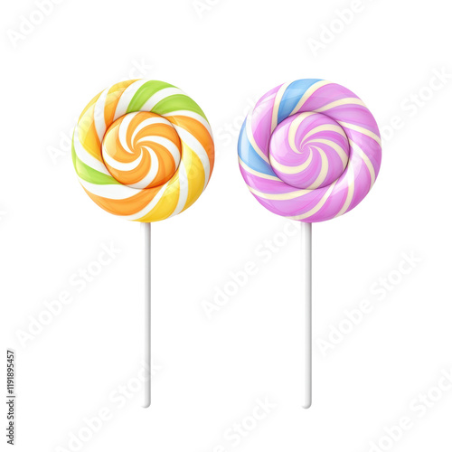 Wallpaper Mural Colorful 3D Kawaii Lollipops with Swirl Design Torontodigital.ca