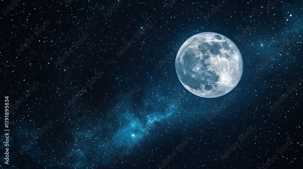 Majestic Full Moon in a Starry Night Sky Majestic Full Moon in a Starry Night Sky