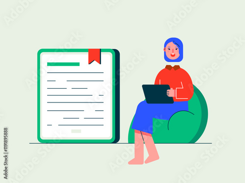 Student studying online. Homeschooling illustrations. Flat vector illustrations