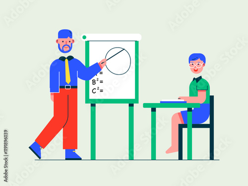Teacher is teaching homeschooling. Homeschooling illustrations. Flat vector illustrations