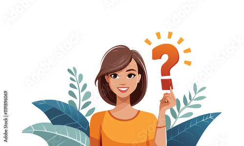 question hatena woman vector illustration