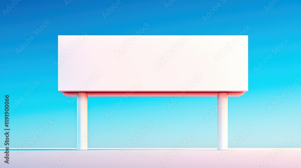 Fototapeta premium Minimalist Empty Billboard Against Vibrant Blue Sky Background