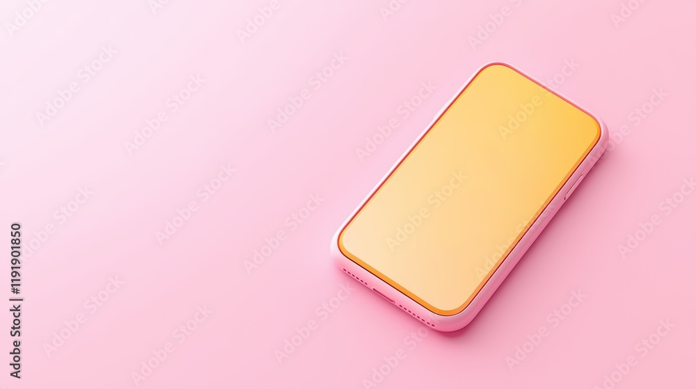 Vibrant smartphone on pink background showcasing modern technology design Vibrant smartphone on pink background showcasing modern technology design