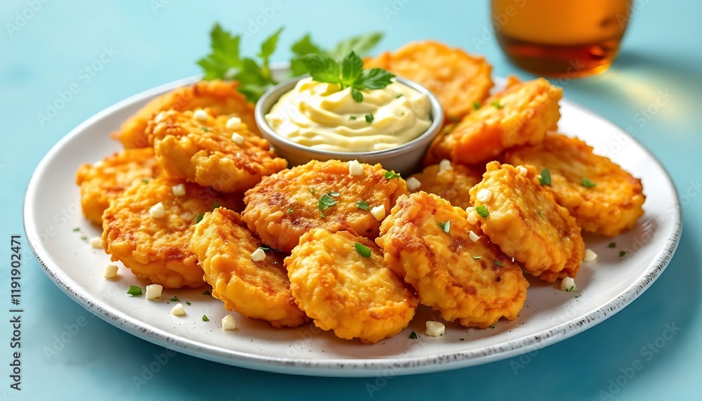 Crispy Golden Fried Chicken Nuggets with Creamy Dip Crispy Golden Fried Chicken Nuggets with Creamy Dip