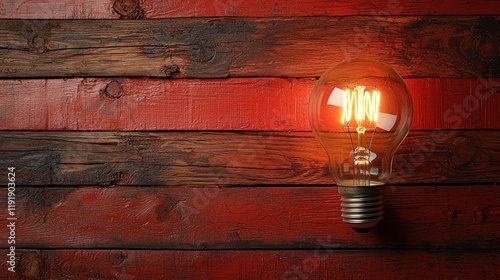 Glowing bulb on wood. (2) photo