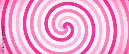 Candy color spiral background. Pink rotating swirl pattern wallpaper. Cute spinning vortex for banner, poster, flyer, booklet. Sweet cartoon whipped cream concept. Vector ice cream concept backdrop