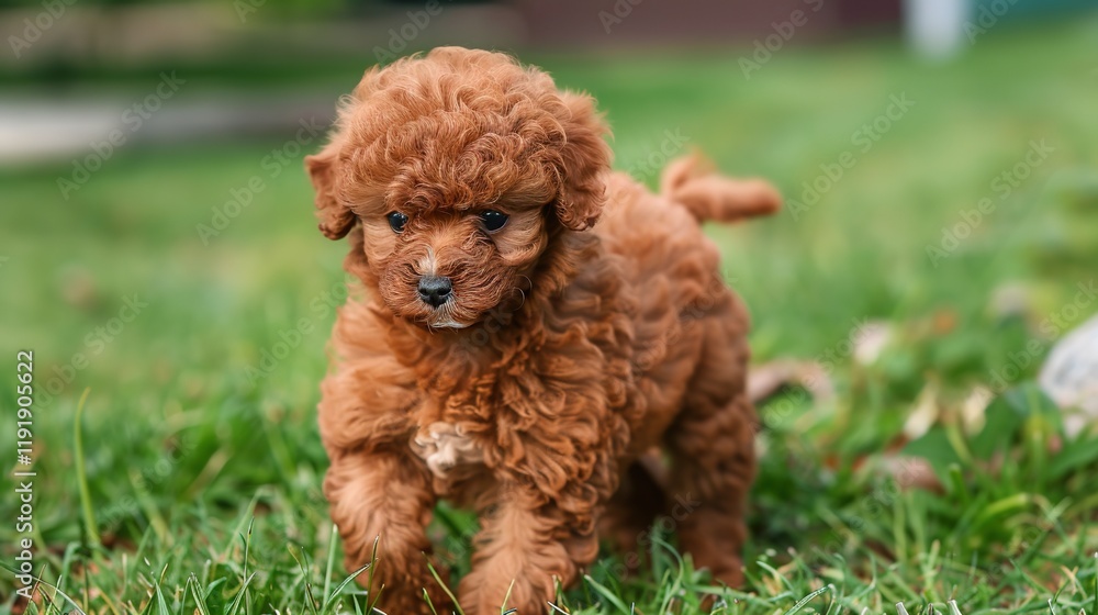 An adorable brown poodle puppy dog sprinting merrily on the grass, displaying its youthful energy and lively charm. A heart - warming scene of a puppy at play. An adorable brown poodle puppy dog sprinting merrily on the grass, displaying its youthful energy and lively charm. A heart - warming scene of a puppy at play.