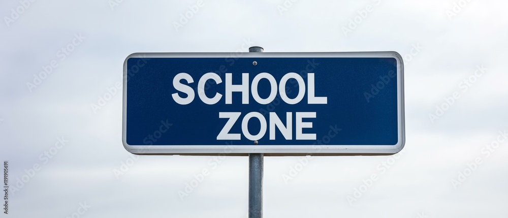 Fototapeta premium School Zone Sign, Image of Street Signs and Road Markings
