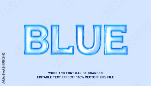 editable text effect blue glossy