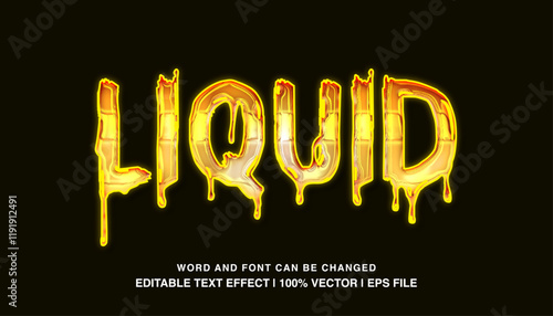 editable liquid yellow neon silme typeface photo