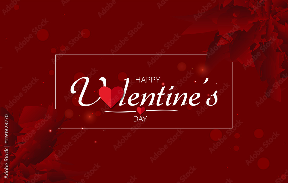 Naklejka premium Happy Valentine's Day Beautiful Design And Red Background