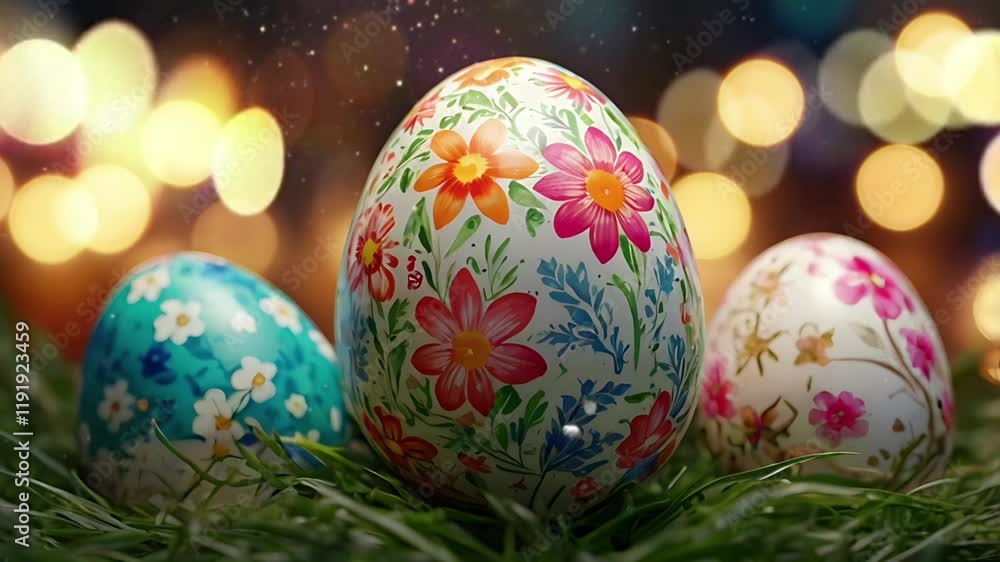 Colorfull easter egg with bokeh background. Seamless 4K looping timelapse video animation background Colorfull easter egg with bokeh background. Seamless 4K looping timelapse video animation background
