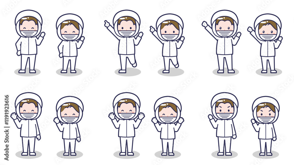 衛生服の男女 02