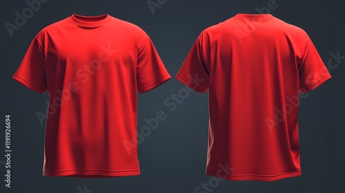 Obraz na płótnie Close-up of a red t-shirt mockup, front and back views w salonie