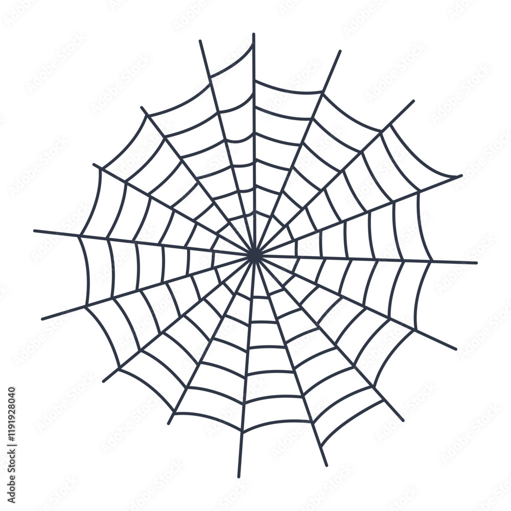 Obraz premium Black Spider Web Decoration. Isolated on White Background. Vector Illustration in Classic Design Pattern