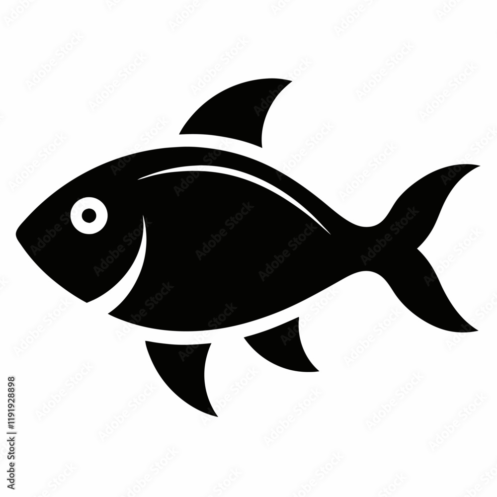 Obraz premium Black fish icon vector on white background.