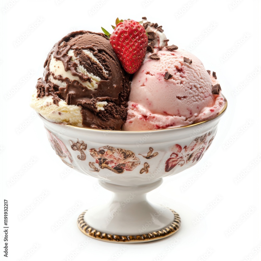 Classic Neapolitan ice cream with distinct chocolate Classic Neapolitan ice cream with distinct chocolate