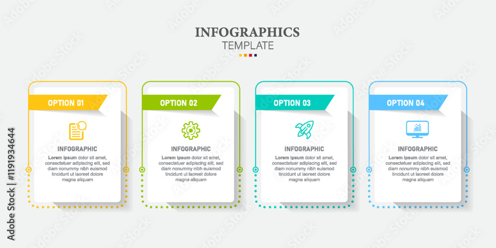 Business infographic design template with 4 steps or options using for process diagram, workflow layout, flow chart, infograph and banner Business infographic design template with 4 steps or options using for process diagram, workflow layout, flow chart, infograph and banner