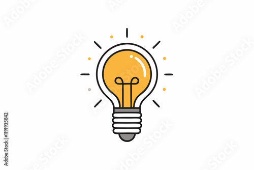 Light bulb icon illustration design with a light bulb in the middle. Light bulb line art vector illustration
