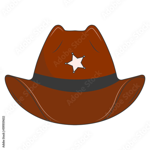 Classic Cowboy Hat Illustration Isolated on White Background. Vector Graphic Design.