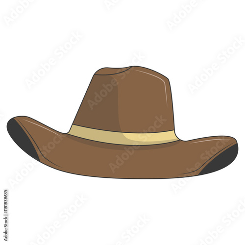 Classic Cowboy Hat Illustration Isolated on White Background. Vector Graphic Design.