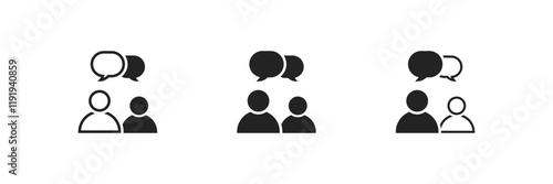 People talking icon set. Conversation and communication icons, chat or talk speech bubble icon